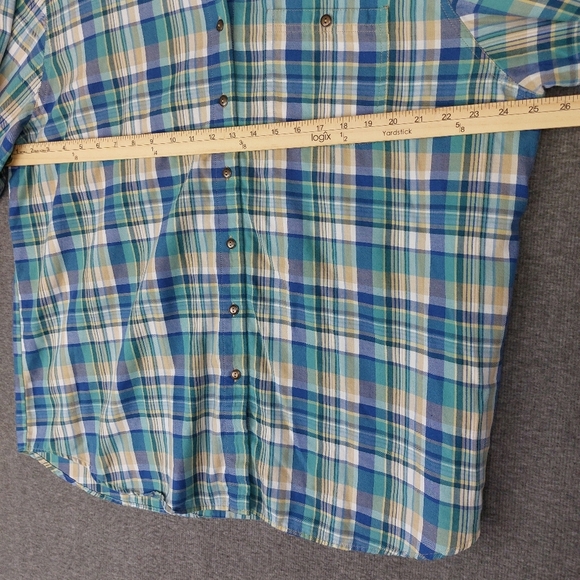 KORET WOMENS VINTAGE 90S BLUE GREEN PLAID 3/4 SLEEVE BUTTON DOWN SHIRT SIZE 20W - Picture 4 of 8